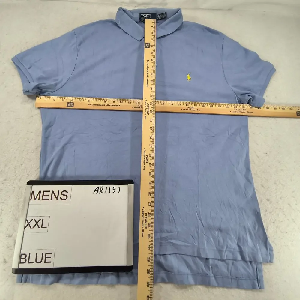 Polo by Ralph Lauren Custom Fit Casual Collared Polo Shirt Mens Size 2XL Blue